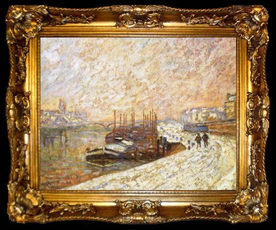 framed  Armand guillaumin Barges in the Snow, ta009-2